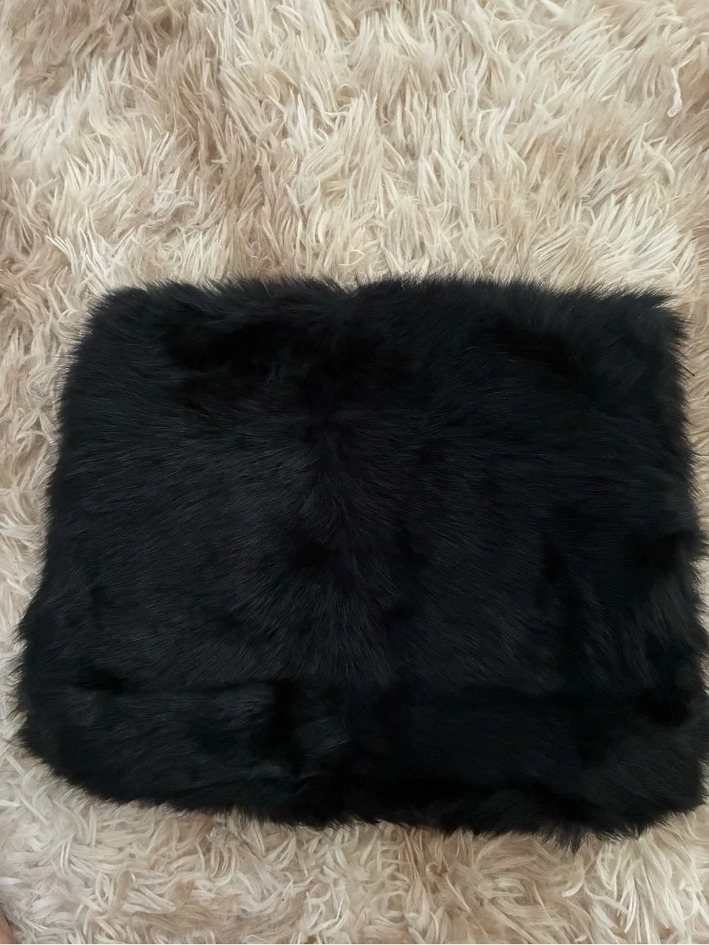 Marc By Marc Jacobs Black Leather Label on Real Lamb Fur